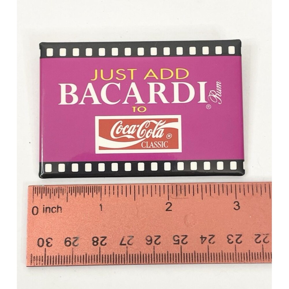 JUST ADD BACARDI TO COCA COLA COKE PIN Bartender Server Beer Alcohol Drink